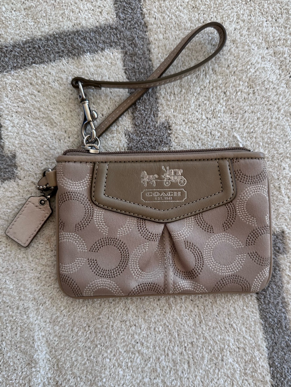 Coach Wristlet in Taupe Brown